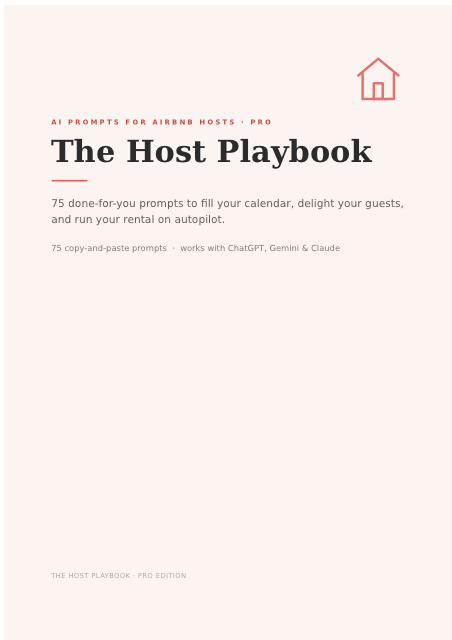 The Host Playbook cover — 75 AI prompts for Airbnb hosts