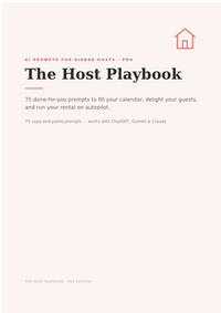 The Host Playbook cover — 75 AI prompts for Airbnb hosts