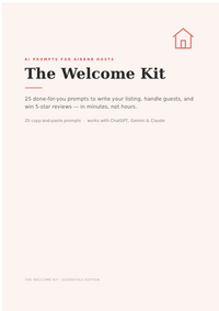 The Welcome Kit cover — 25 AI prompts for Airbnb hosts